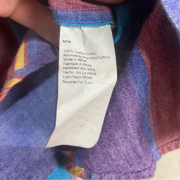 Vintage woolrich blue purple red western striped shirt sleeve shirt unisex small - Picture 5 of 6